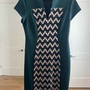 Connected Apparel Blue Sheath Dress V-neck Short Sleeve